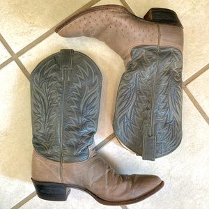 Vintage Justin 8939 Cowboy Boots - Ostrich Leather Gray Boots - Men’s 10.5